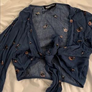 Flowy tie front crop top